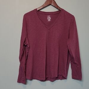 George Maroon Cotton Long Sleeve Top